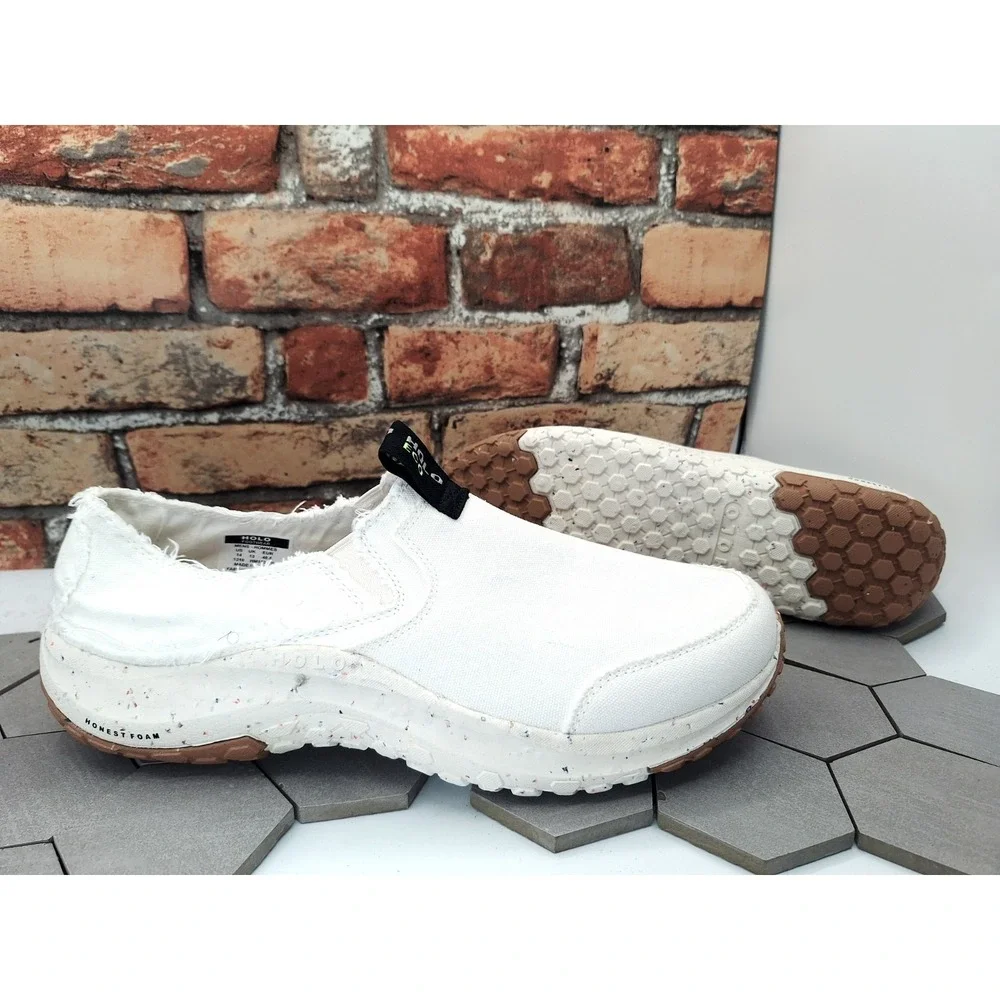 HOLO Footwear Eco Mens 14 White Canvas Slip On Summer Linen Style Casual Loafers